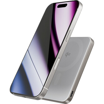 Epico UltraPack Qi2 Stand 5000mAh hliníková Mag+ bezdrátová powerbanka titanová