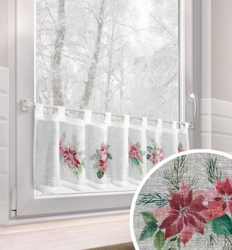 Vánoční dekorační krátká vitrážová záclona do kuchyně BETLEHEM 30x150 cm MyBestHome