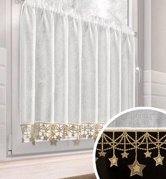 Vánoční dekorační krátká vitrážová záclona do kuchyně STARS III. 90x150 cm MyBestHome