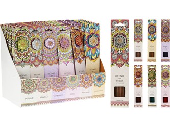 Tyčinky vonné, 40ks, s korálkovým a zrcátkovým stojánkem, mix vůní a barev 306mm