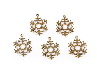 Přívěsek vločka Ø25 mm - 5 ks - 2 zlatá