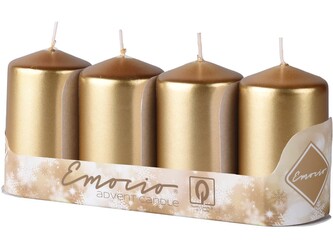 Emocio Válec 4ks 50x90mm Metal zlaté svíčky