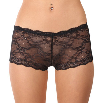 Dámské kalhotky Gina černé s krajkou (13005) XS