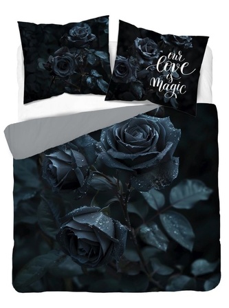 DETEXPOL Francouzské povlečení 3D Růže černé micro Polyester - mikrovlákno, 220/200, 2x70/80 cm