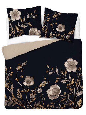 DETEXPOL Francouzské povlečení 3D Květy na černém micro Polyester - mikrovlákno, 220/200, 2x70/80 cm