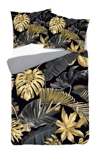 DETEXPOL Francouzské povlečení 3D Zlaté listy micro Polyester - mikrovlákno, 220/200, 2x70/80 cm