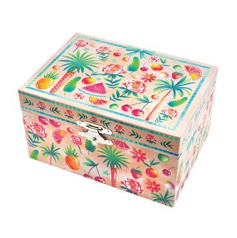 Hudební šperkovnice s držákem na prsteny a širokým zrcadlem Léto