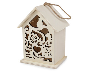 Závěsný dřevěný domeček / budka k domalování - 1 ks - 1 přírodní sv.
