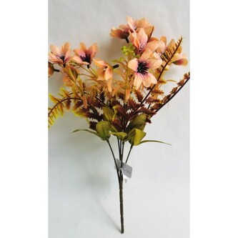 Kvetoucí tráva s kapradinou, hnědofialová  H393/hně-fi