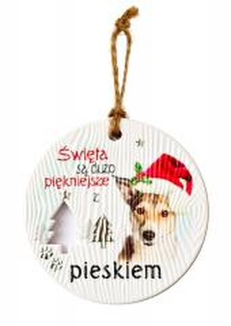 Zawieszka ceramiczna Boże Narodzenie piesek
