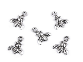 Kovový přívěsek / taháček na zip mini včelka - 10 ks - 2 (B70474) platina