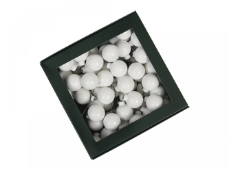 Sada vánočních skleněných baněk 3 cm, bílý opál, 72 ks