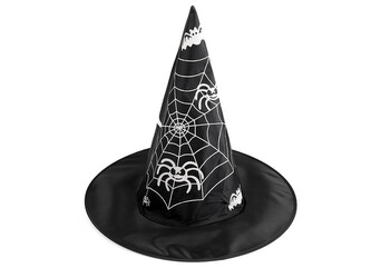 Karnevalový klobouk čarodějnický - pavučina, lebka, netopýr, dýně, čarodějnice - 1 ks - 11 černá