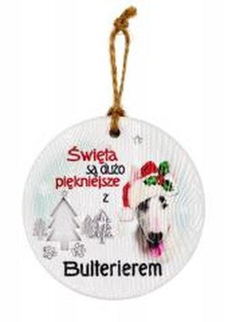 Zawieszka ceramiczna Boże Narodzenie Bulterier