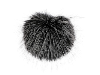 Kožešinová bambule s poutkem Ø12 cm - 1 ks - 4 černá bílá