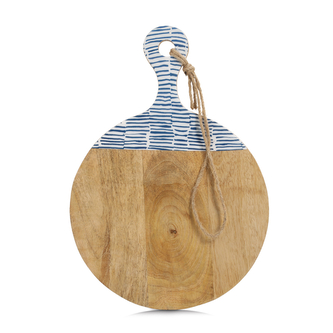 ZELLER Servírovací prkénko kulaté z magového dřeva, modré 43 x 30 x 2 cm