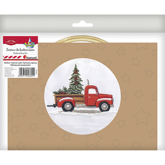 Zestaw do haftowania Czerwony pick-up z choinką TITANUM CRAFT-FUN SERIES