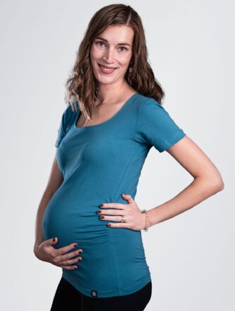 Bobánek Těhotenské tričko krátký rukáv - Petrolejové - L Bobánek Těhotenské tričko krátký rukáv - Petrolejové - L