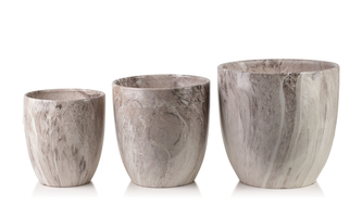 NEVA MARBLE Komplet 3 osłonek ceramicznych 30,5x30,5x30,5/26x26x27/20,5x20,5x23 cm