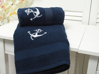 B.E.S. - Petrovice, s.r.o. Ručník s výšivkou 50x90 Adria - navy Kotva