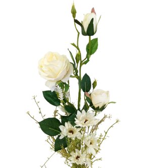 Kytice vázaná bílá růže 70 cm  EV021