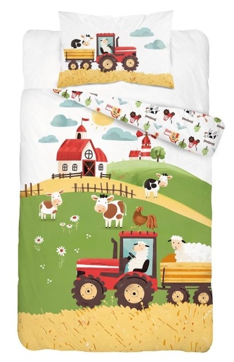 DETEXPOL Povlečení do postýlky Farma na kopci červená  Bavlna, 100/135, 40/60 cm