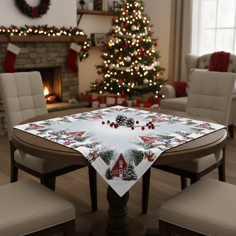 Vánoční ubrus na stůl SNOWMANS FRIENDS 85x85 cm Mybesthome