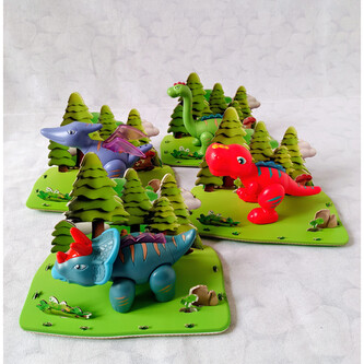 DINOMAG Set 4 magnetických dinosaurů se scénami krajiny