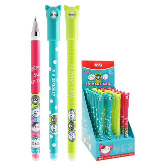 Pero gelové /gumovací M&G iErase So Many Cats Pencil 0,7 mm - modrá náplň