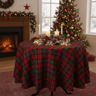 Vánoční ubrus na stůl | TARTAN | kostkovaný kulatý | 140 cm | XM22 832845