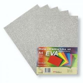 Pianka brokatowa A4 Eva srebrna biodegrad. 5szt