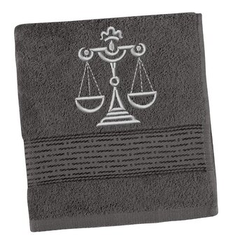 Froté osuška proužek s výšivkou znamení zvěrokruhu - Šedá - 70x140 cm