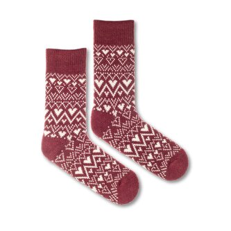 Vlněné ponožky Vlnáč Srdíčka bordó Bordové M (39-42)