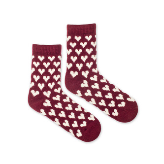 Dětské vlněné ponožky Vlnáč Srdce bordó Bordové M (27-30)