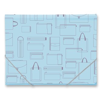 Tříchlopňové desky s gumou Foldermate Vintage A4 - modrá