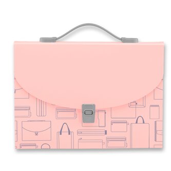 Aktovka Foldermate Vintage, A4, 7 kapes - růžová