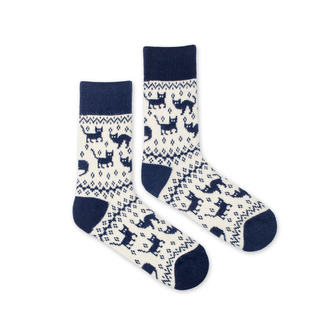 Dětské vlněné ponožky Vlnáč Kočky světlé Bílé L (31-34)