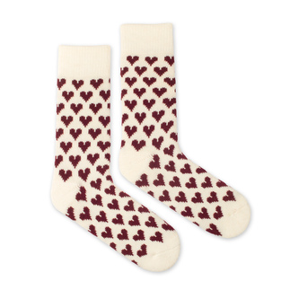 Vlněné ponožky Vlnáč Srdce bílé Bílé S (35-38)