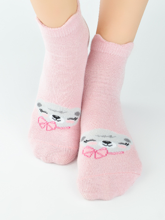 NOVITI SB009-G-02 Skarpety bawełna ABS z silikonem dziewczęce 15/18