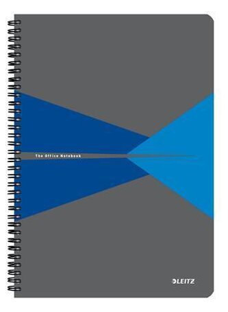 Blok "Office", šedo-modrý, drátěná kroužková vazba, A4, čtverečkovaný, 90 listů, laminovaný povrch,
