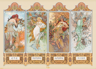 Plakát, Obraz - Alfons Mucha - Four Seasons, 91.5 × 61 cm