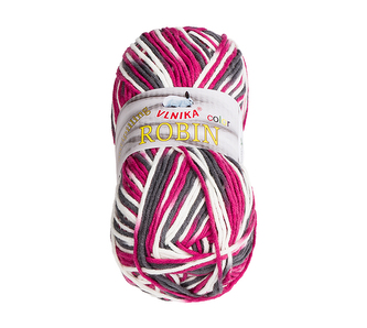 Příze ROBIN COLOR - bílá,šedá,Malinová - 100g / 150 m