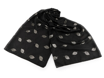 Šátek / šála se zlatým potiskem 70x180 cm - 1 ks - 4 černá