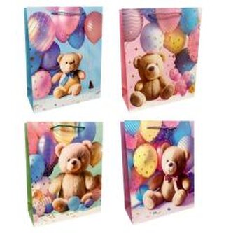 Torebka prezentowa dziecięca M miś z balonami mix Torebka prezentowa dziecięca M miś z balonami mix