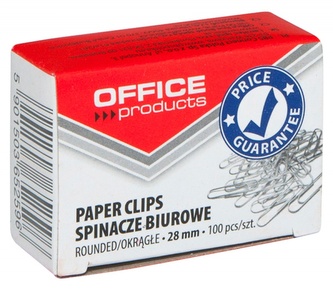 Spinacze okrągłe Office Products 28mm 100szt srebrne\n 1 paczka = 10 pudełek