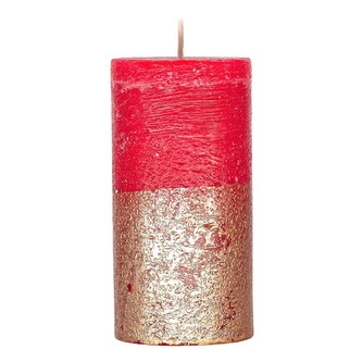 ARÔME Rustikální svíčka 7x15cm Metalická barva Červená/Zlatá