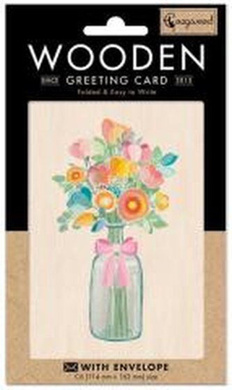 Karnet drewniany C6 + koperta Bukiet kwiatów