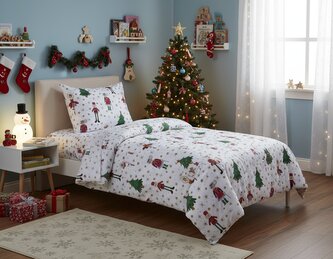 Vánoční mikrovláknové povlečení | LICOLA | s vánočním vzorem | 140 x 200 + 1 x 70 x 80 cm | 758713