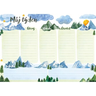 Baloušek Tisk - Týdenní plánovač - A4 - Hory