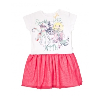 Dětské šaty Nicol, Mořská víla - červeno/bílé, vel. 122; 122 (6-7r); bílá, červená; Bavlna, polyester